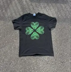 黒 クローバー模様 半袖Tシャツ
