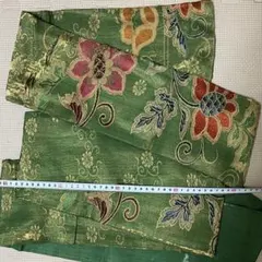 緑地 花柄 帯 はぎれ リメイク素材