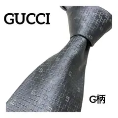 グッチ G柄 ジャガード イタリア製 シルク 総柄 グレー 水色 ネクタイ