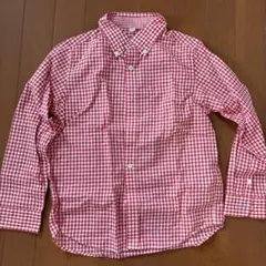 UNIQLO 赤と白のチェック柄長袖シャツ 140cm