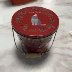 エウレカ　クリスマス　ネコ　バケツ缶　小物入れ　インテリア　ミニバケツ　赤　猫