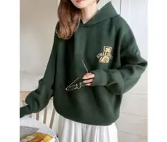 クラシカルエルフJavaジャバコラボ　ダブルジャガードニットパーカー グリーン