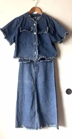SHEIN デニム セットアップ フリンジ加工