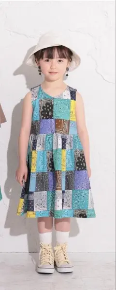 ocean&groundカラフルパッチワークノースリーブワンピース140size