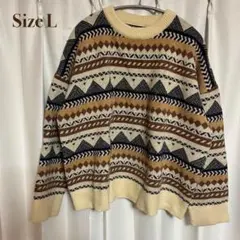 Dazy 幾何学柄セーター ニット レディースL かわいい 長袖