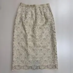 未使用　stola.アイボリー刺繍レースタイトスカート