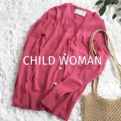 CHILD WOMAN チャイルドウーマン ピンク コットンカーディガン 薄手のサムネイル