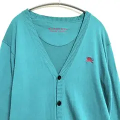 バーバリー　ブラックレーベル　Vネック　カーディガン　グリーン　サイズ2