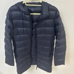 美品　Mサイズ　UNIQLO　フード付き ロングダウンジャケット　ネイビー