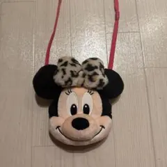 ミニーマウス ポーチ ヒョウ柄リボン
