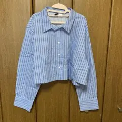 未使用！H&M ストライプクロップド長袖シャツ