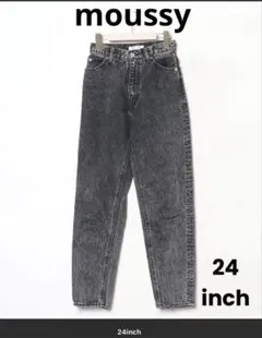 美品♦︎moussy HWケミカルスリムテーパードパンツ　ブラックデニム