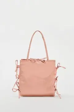 ZARA リボン付きトートバッグ ピンク 中型