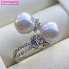 本真珠　淡水エジソンパールダブルリング　9.2mmホワイトL1278