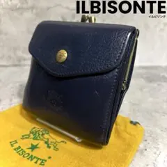 【ナナママ様専用！】イルビゾンテ ガマロミニ財布 レザー ネイビー コンパクト