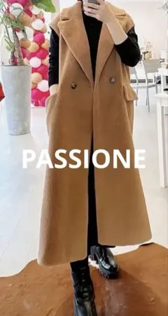 パシオーネ(PASSIONE)リバーシブルボアジャケットコートブラウン美品 PASSIONE（パシオーネ） リバーシブル ノーカラーボアジャケット