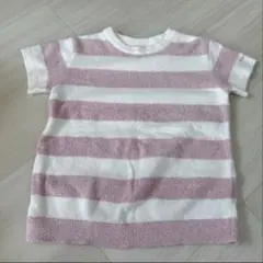 GELATO PIQUE ピンクホワイトストライプTシャツ