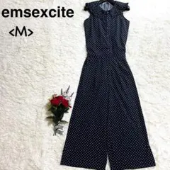 エムズエキサイト　プラッターフリルカラー　ノースリーブ　ドット　オールインワン
