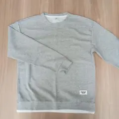 グレー クルーネック　ロングTシャツ