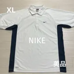 美品 ナイキ NIKE メンズ ゴルフ ポロシャツ 白/黒 サイズXL
