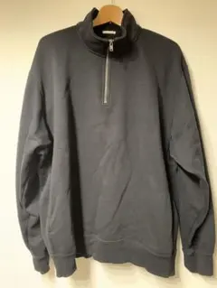 GU ジーユー　ヘビーウェイトスウェットハーフジッププルオーバーブラック