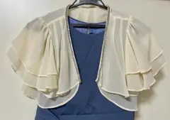 【セット】　パールネックレス付 ウエストツイストワンピース　カーディガン　ドレス