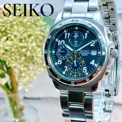【新品電池/稼動品 】SEIKO クロノグラフ 腕時計 50m防水　逆輸入　黒