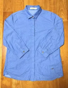 CROCODILE シャツ ブルー ドット柄 五分袖