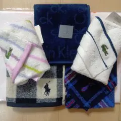 Calvin Klein ネイビー等 タオルハンカチ5枚セット（未使用品）