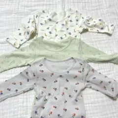 80サイズ　肌着　3枚セット　長袖　男の子　恐竜　車　西松屋