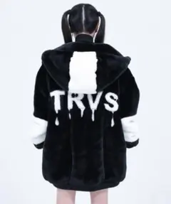 人気色 TRAVAS TOKYOトラバストーキョー ロゴファーブルゾン ブルー