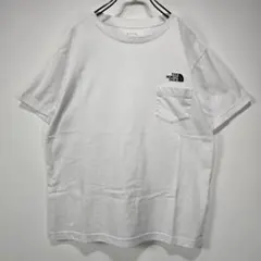 THE NORTH FACE　ポケット　Tシャツ　M　刺繍　ロゴ　ホワイト　古着