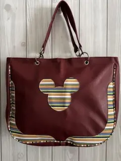 ミッキーマウスデザイン　レザー風トートバッグ　新品