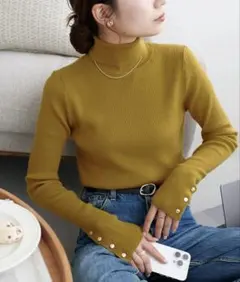 DISCOAT/リブ袖口ボタンタートル(WEB限定カラー)