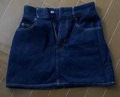 ダークブルーデニムミニスカート 台形スカート