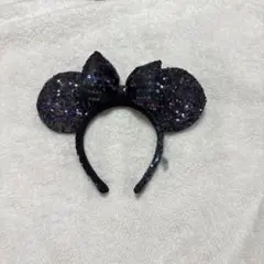 ディズニー　ミニー　スパンコールカチューシャ　黒　紫