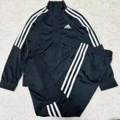 adidas ジャージ上下セット 130キッズ ３ストライプス トラックスーツ黒
