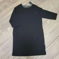 AZUL by moussy ブラックストライプ 五分袖トップス