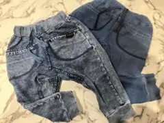 2枚セット 110cm 同系 キッズ デニム風 ロングパンツ ボトムス 秋 双子