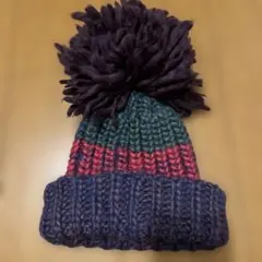 ⚪︎ カラフルポンポン付きニット帽