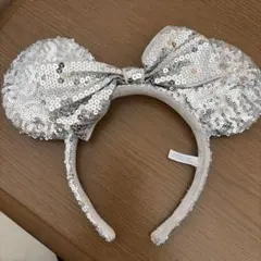 ミッキーマウス スパンコールカチューシャ シルバー