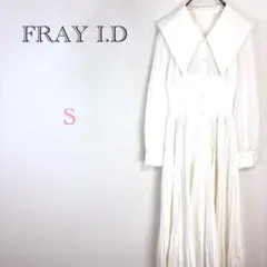 ◆フレイアイディー【S】ロングワンピース ビックカラーシャツ プリーツスカート