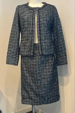 卒業式、入学式に！ツイード スカートスーツ ネイビー！