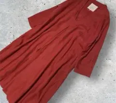 最終価格　リネンワンピース　赤　レッド 洗える】ドライタッチリネンワンピース（マキシ・ロング