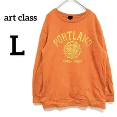 art class裏起毛スウェット　ロゴ　トレーナー【L】オレンジ　ヴィンテージのサムネイル
