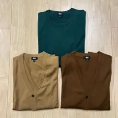 UNIQLO メリノ長袖3点セット クルーLサイズ1点 カーディガンMサイズ2点