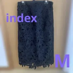 【未使用】index レース　タイトスカート　植物柄　黒のサムネイル