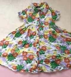 moujonjon 花柄 シャツワンピース 120cm アロハ風