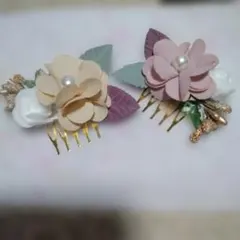 花モチーフ ヘアコーム 2個セット