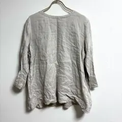 ✨リネン100%✨ 無印【XL】シャツ リネン 五分袖 無地 大きめ グレー